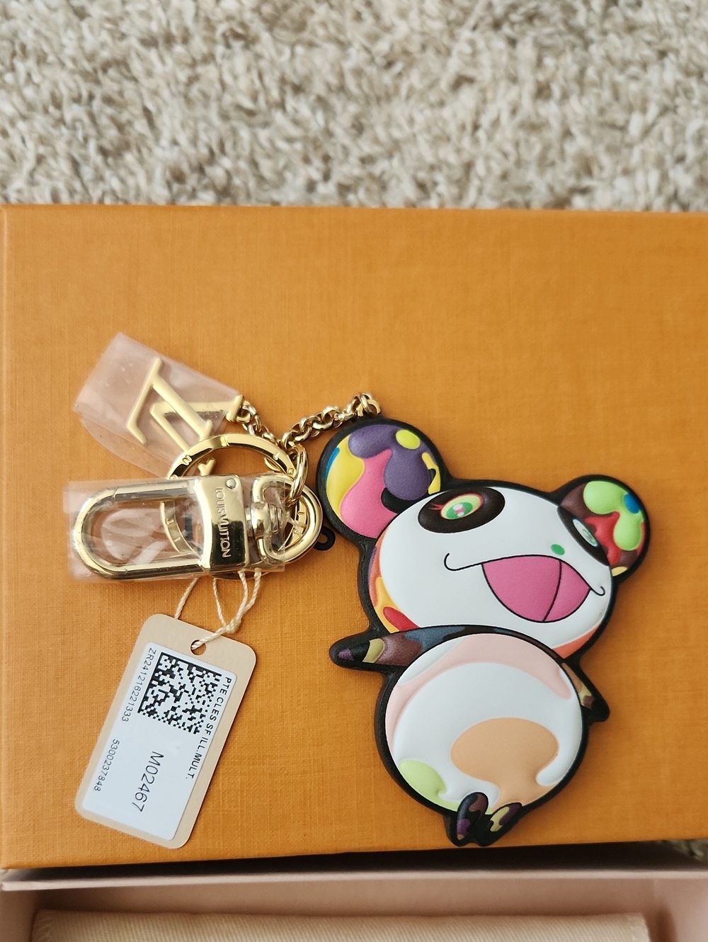Louis Vuitton Murakami Multicolor Panda Bag Charm with Gold Hardware